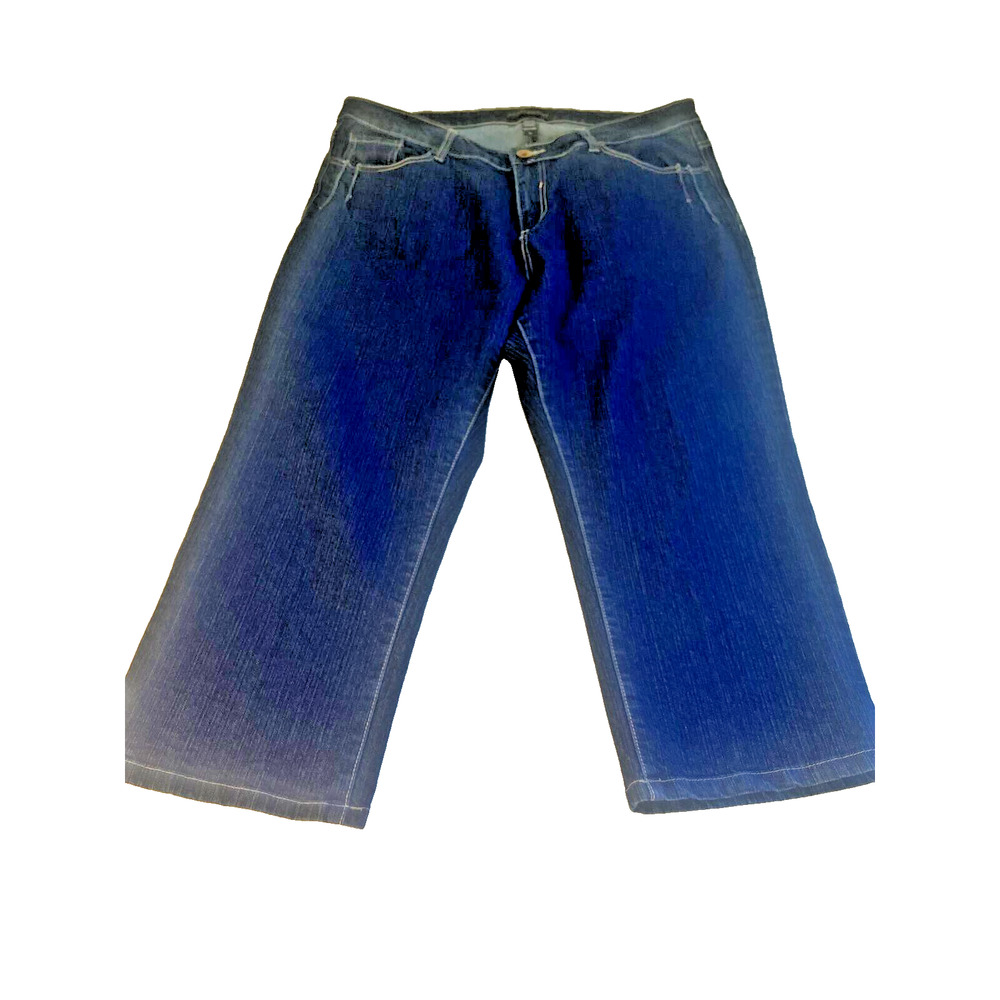 Ashley Stewart Capri Jeans Women's Plus Size 16W Blue Dark Wash Stretch 36w x22L